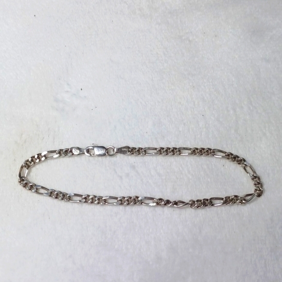 Sterling Silver 925 Italy  Figaro Bracelet 8 Inch - Picture 7 of 8